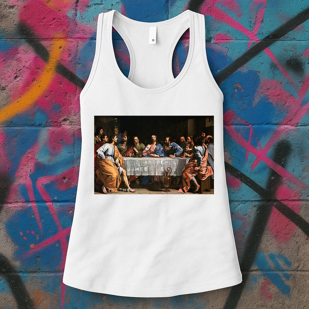 The Lord Jesus Christ With 12 Apostles On The Lords Supper Womens Tank Top
