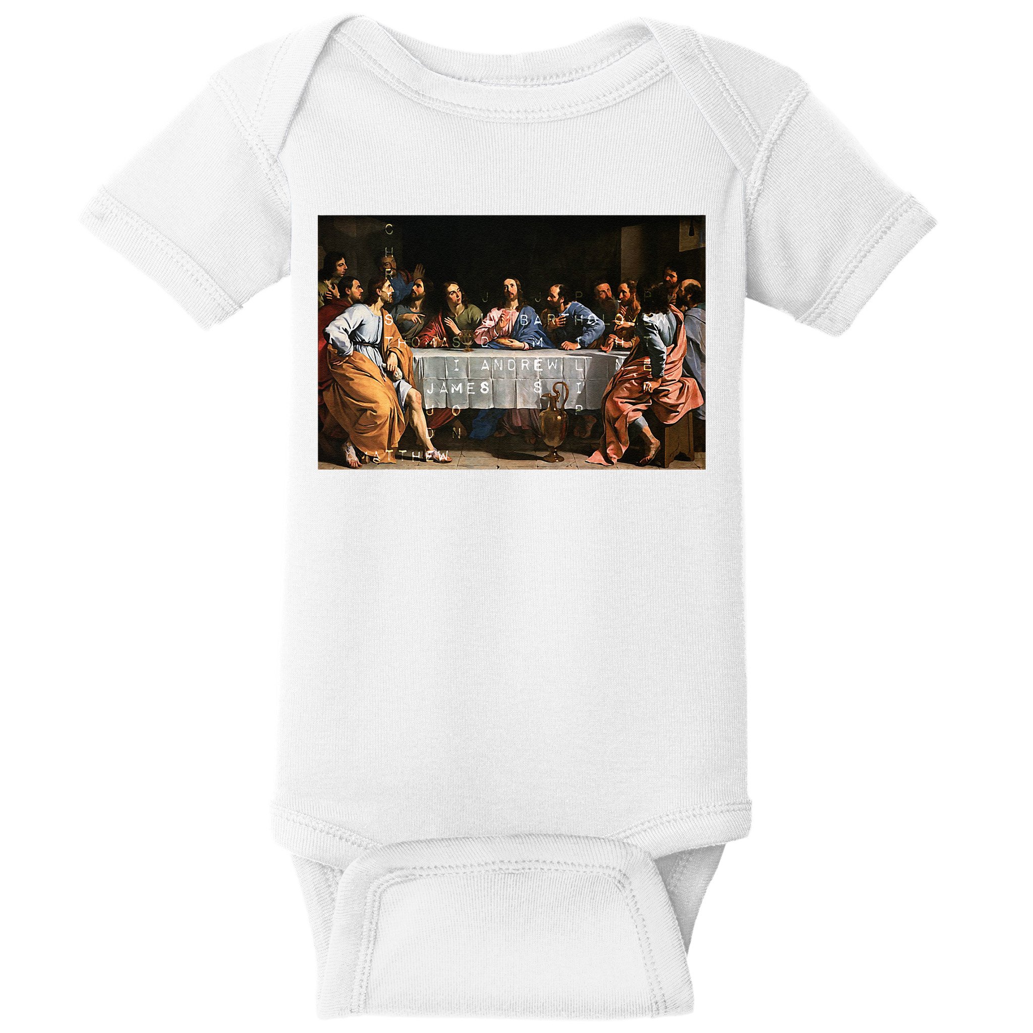 The Lord Jesus Christ With 12 Apostles On The Lords Supper Baby Bodysuit