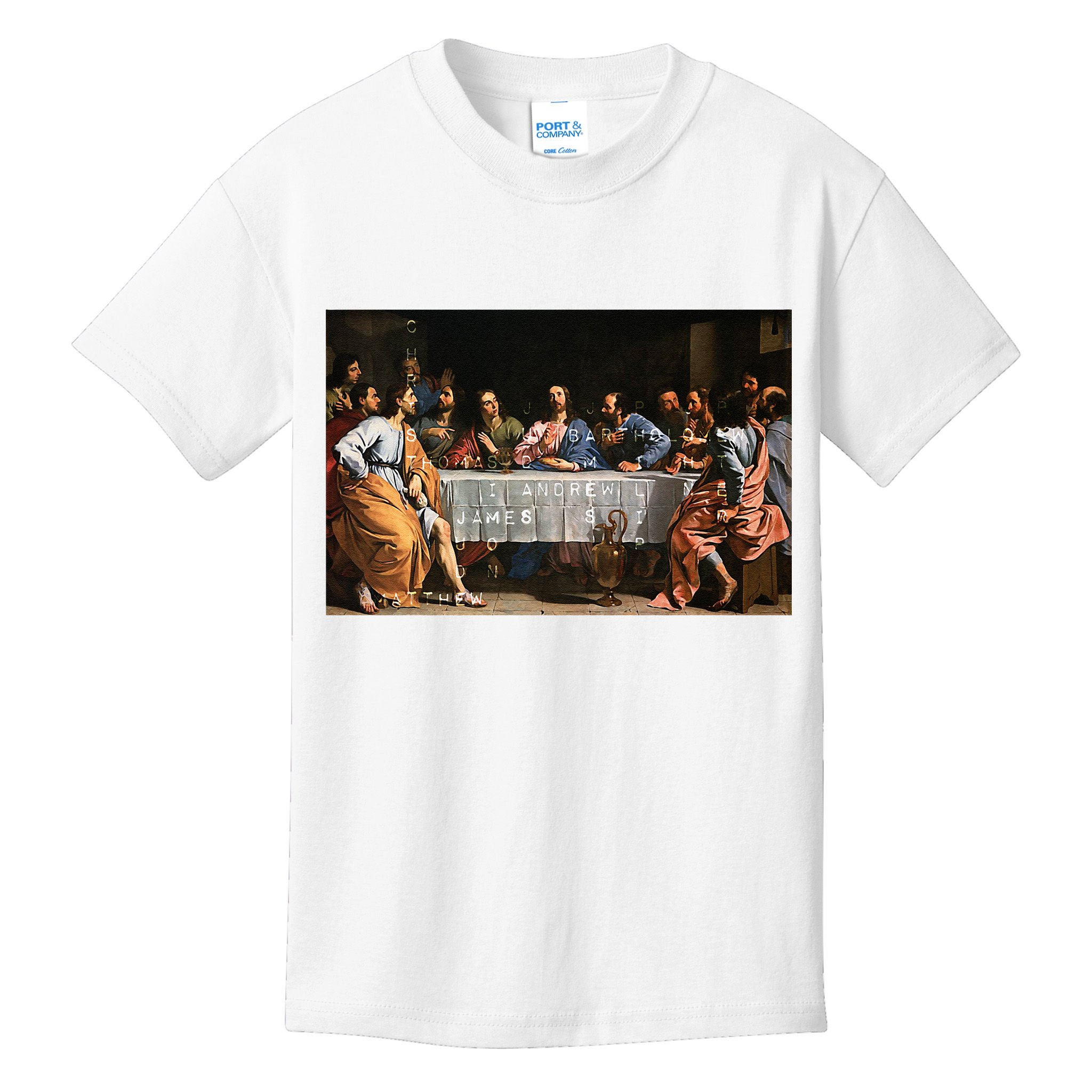 The Lord Jesus Christ With 12 Apostles On The Lords Supper Kids T-Shirt