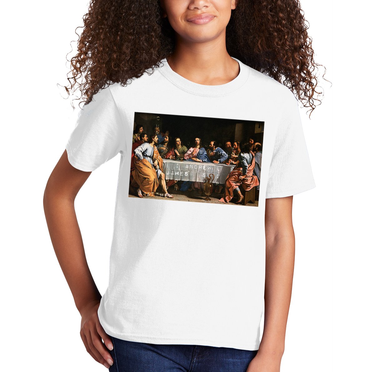 The Lord Jesus Christ With 12 Apostles On The Lords Supper Kids T-Shirt