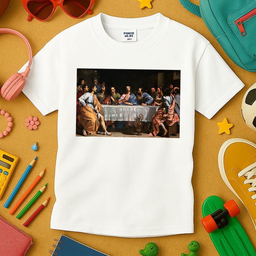 The Lord Jesus Christ With 12 Apostles On The Lords Supper Kids T-Shirt
