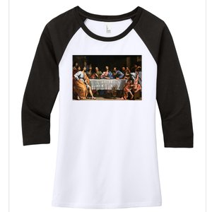 The Lord Jesus Christ With 12 Apostles On The Lords Supper Women's Tri-Blend 3/4-Sleeve Raglan Shirt