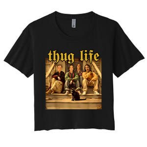 Thug Life Kamala Harris 2024 Feminist Vote Blue Election Women's Crop Top Tee