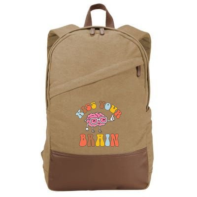Teacher Life Kiss Your Brain Students Class Cotton Canvas Backpack