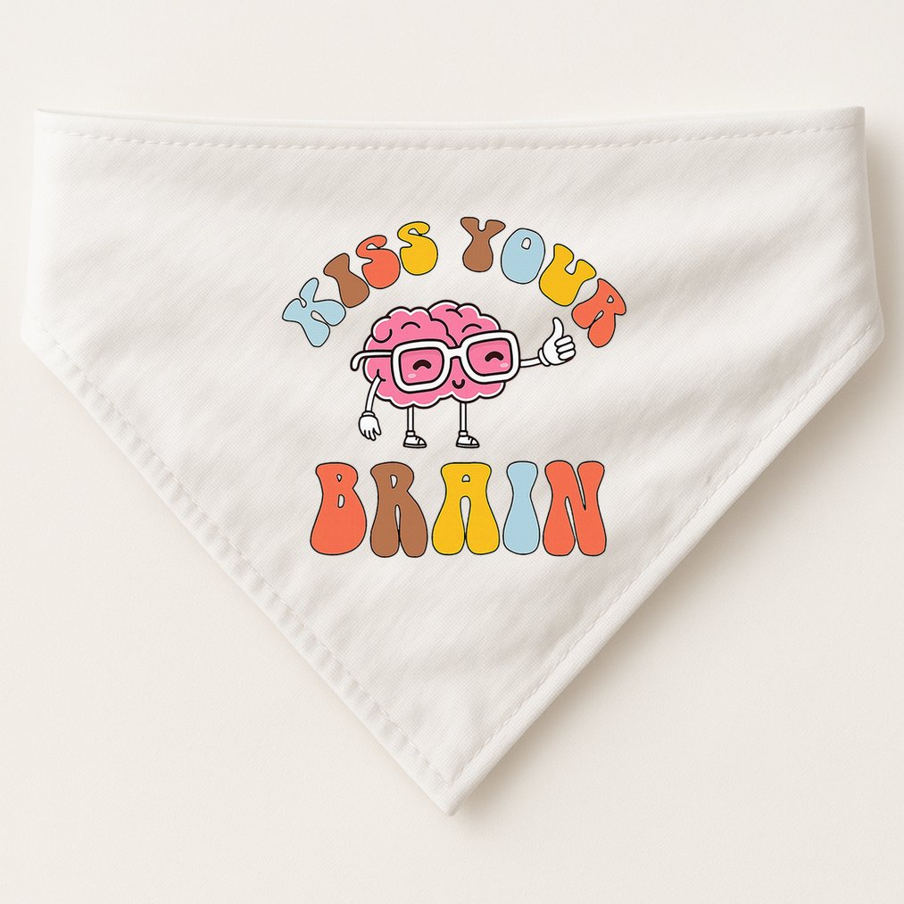Teacher Life Kiss Your Brain Students Class USA-Made Doggie Bandana