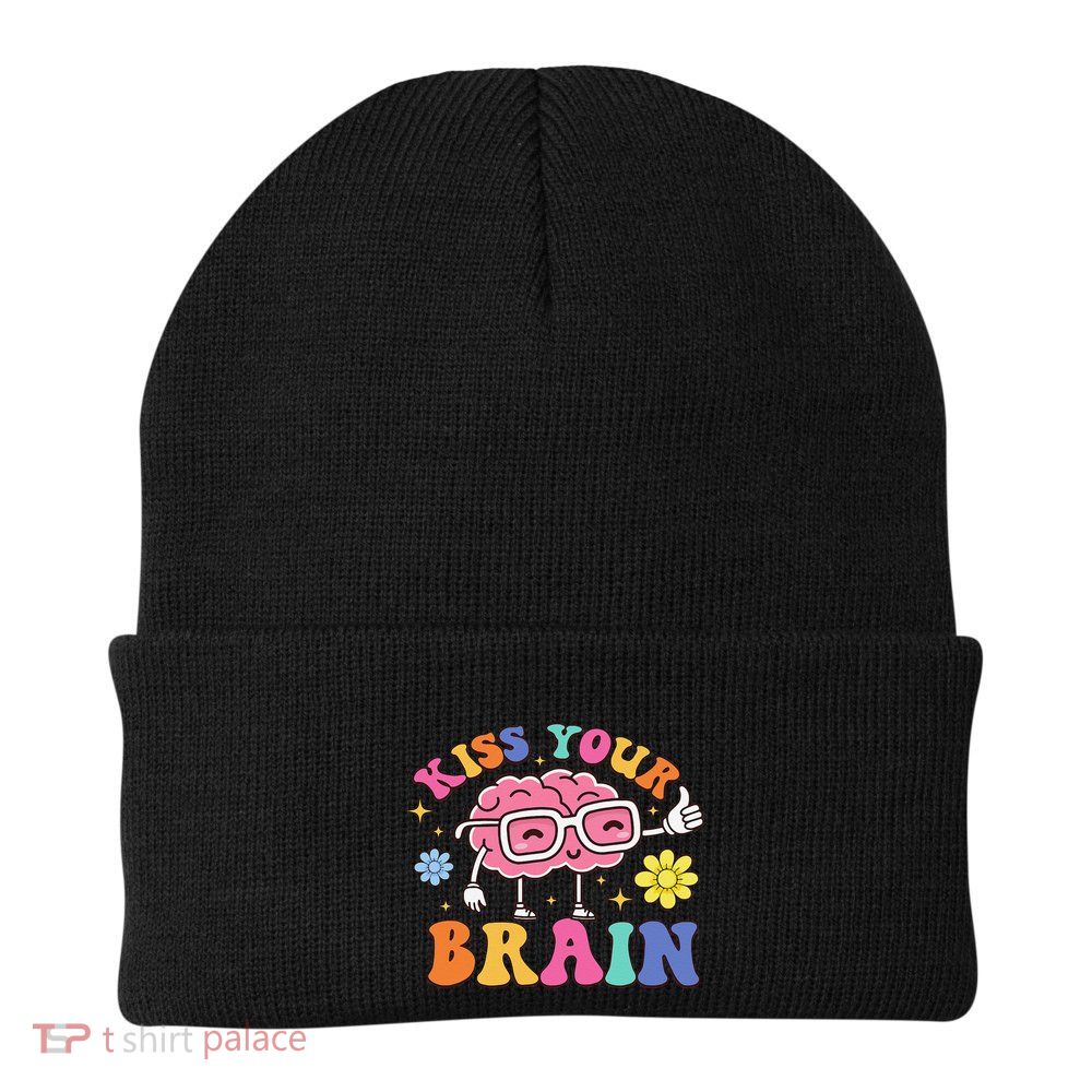 Teacher Life Kiss Your Brain Sped Teacher Students Funny Knit Cap Winter Beanie