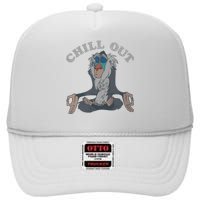 The Lion King Rafiki Vintage Chill Out Meditation High Crown Mesh Back Trucker Hat