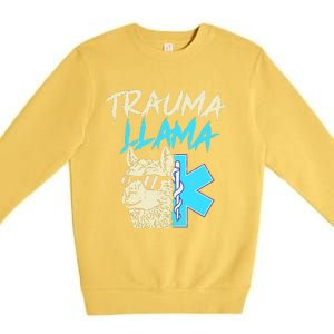 Trauma Llama K Funny Alpaca Llama Snake Premium Crewneck Sweatshirt