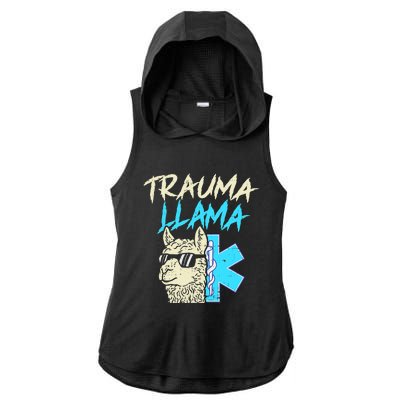 Trauma Llama K Funny Alpaca Llama Snake Ladies PosiCharge Tri-Blend Wicking Draft Hoodie Tank