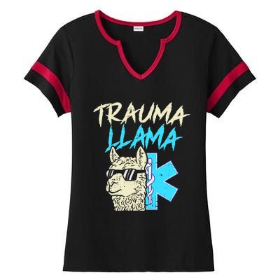 Trauma Llama K Funny Alpaca Llama Snake Ladies Halftime Notch Neck Tee