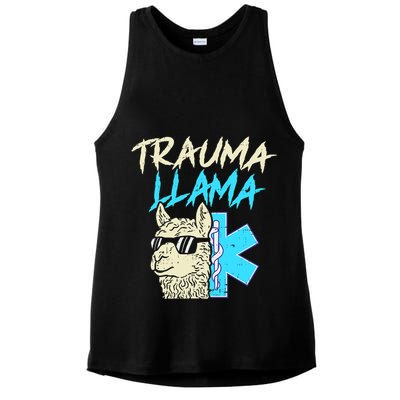 Trauma Llama K Funny Alpaca Llama Snake Ladies PosiCharge Tri-Blend Wicking Tank