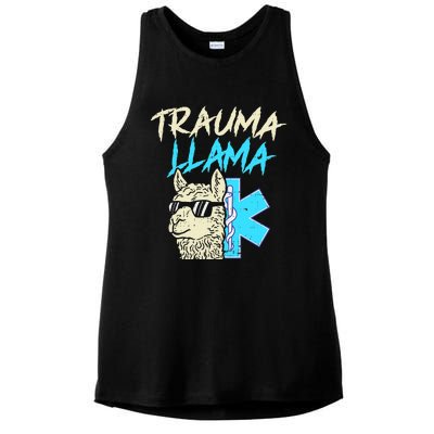 Trauma Llama K Funny Alpaca Llama Snake Ladies PosiCharge Tri-Blend Wicking Tank