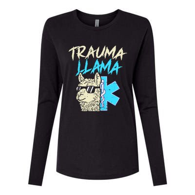 Trauma Llama K Funny Alpaca Llama Snake Womens Cotton Relaxed Long Sleeve T-Shirt