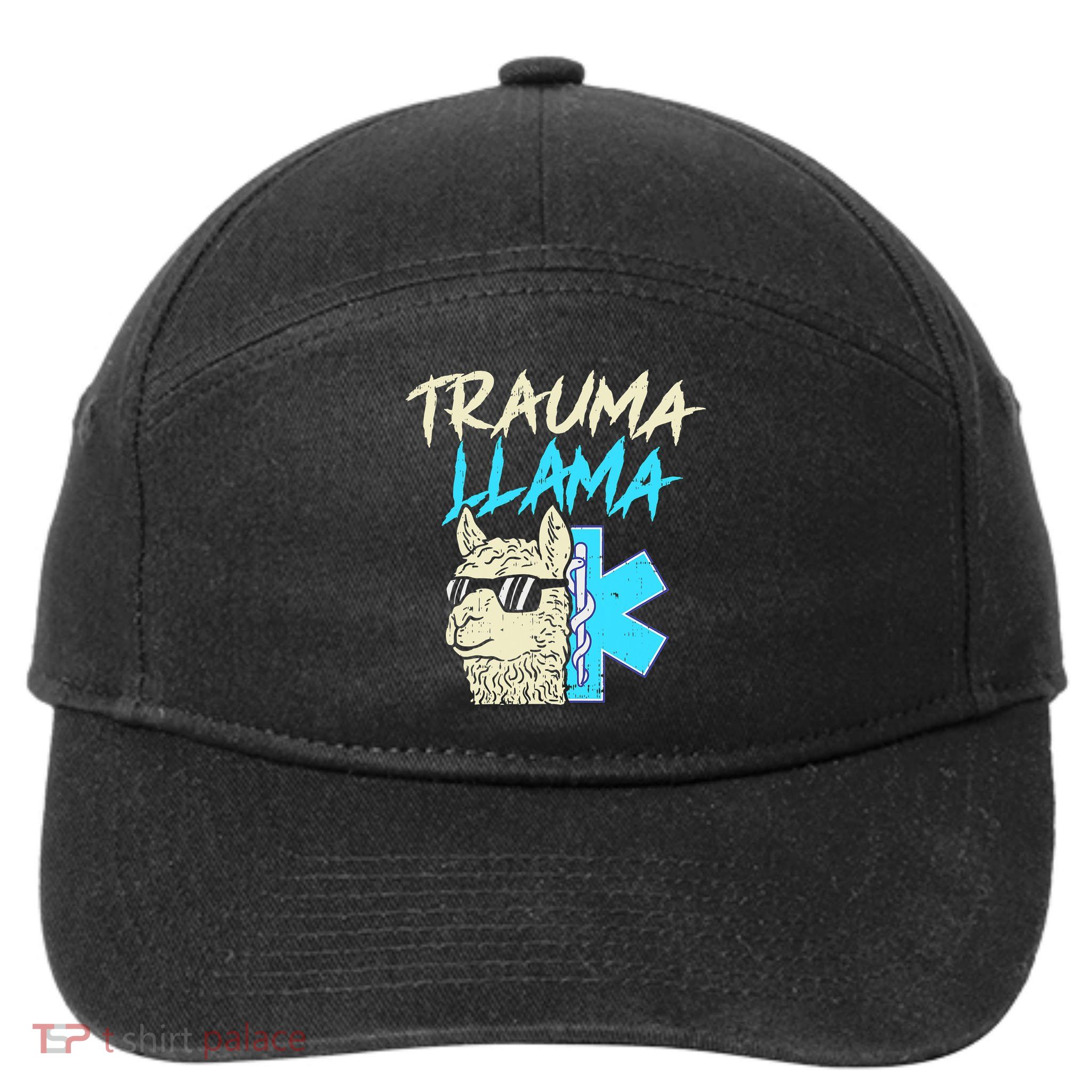 Trauma Llama K Funny Alpaca Llama Snake 7-Panel Snapback Hat
