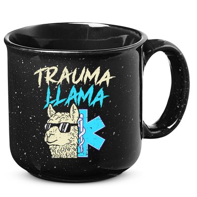 Trauma Llama K Funny Alpaca Llama Snake 15oz Campfire Ceramic Mug