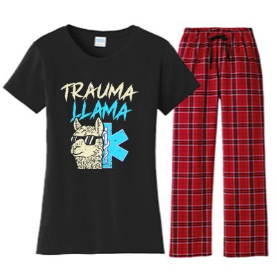 Trauma Llama K Funny Alpaca Llama Snake Women's Flannel Pajama Set