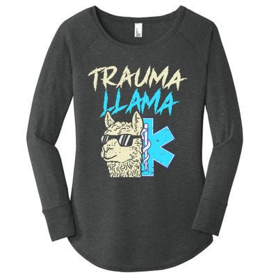 Trauma Llama K Funny Alpaca Llama Snake Women's Perfect Tri Tunic Long Sleeve Shirt