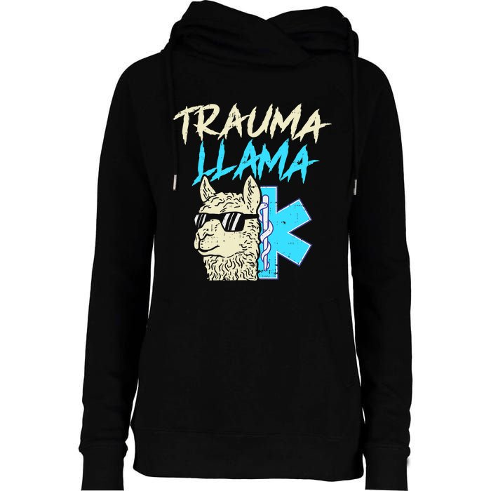 Trauma Llama K Funny Alpaca Llama Snake Womens Funnel Neck Pullover Hood