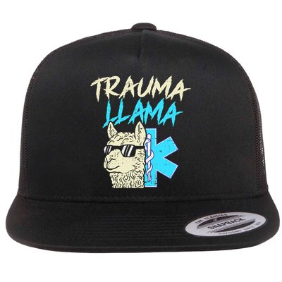Trauma Llama K Funny Alpaca Llama Snake Flatbill Hat