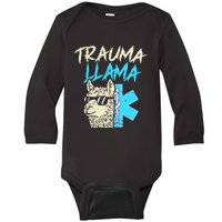 Trauma Llama K Funny Alpaca Llama Snake Baby Long Sleeve Bodysuit