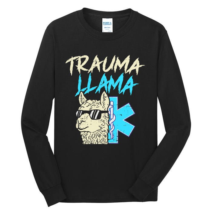 Trauma Llama K Funny Alpaca Llama Snake Tall Long Sleeve T-Shirt