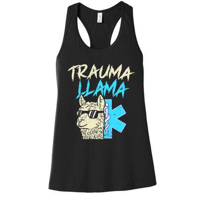 Trauma Llama K Funny Alpaca Llama Snake Women's Racerback Tank