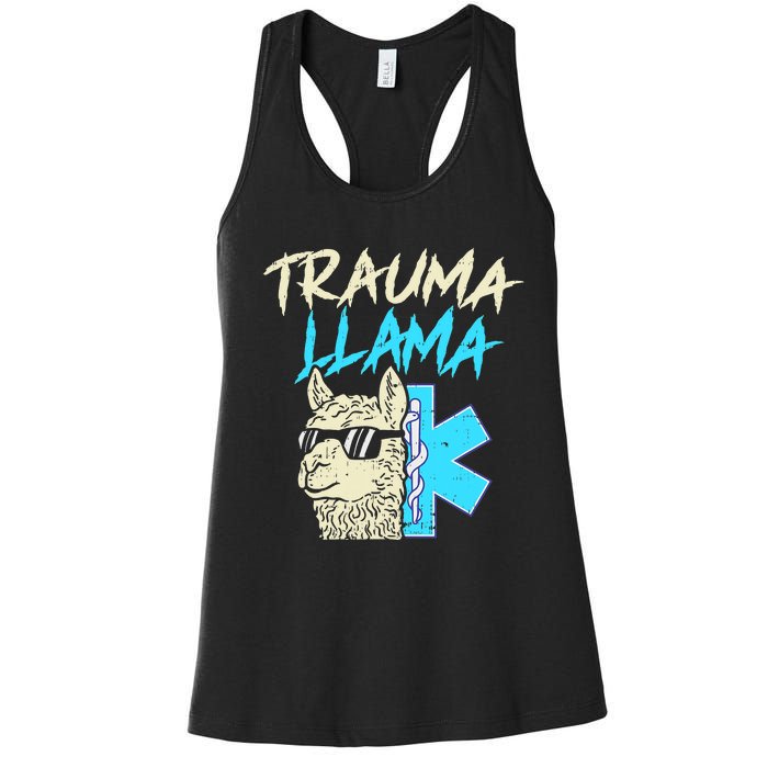 Trauma Llama K Funny Alpaca Llama Snake Women's Racerback Tank