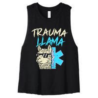 Trauma Llama K Funny Alpaca Llama Snake Women's Racerback Cropped Tank