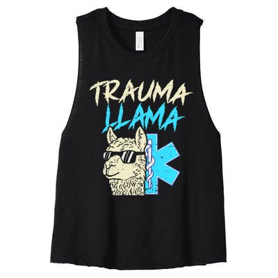 Trauma Llama K Funny Alpaca Llama Snake Women's Racerback Cropped Tank