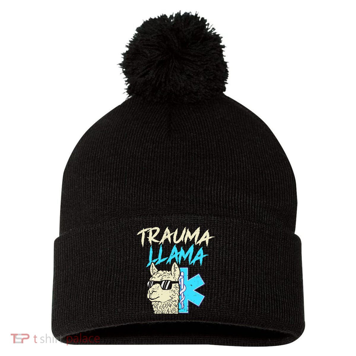 Trauma Llama K Funny Alpaca Llama Snake Pom Pom 12in Knit Beanie