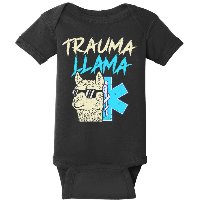 Trauma Llama K Funny Alpaca Llama Snake Baby Bodysuit