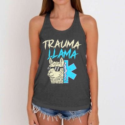 Trauma Llama K Funny Alpaca Llama Snake Women's Knotted Racerback Tank