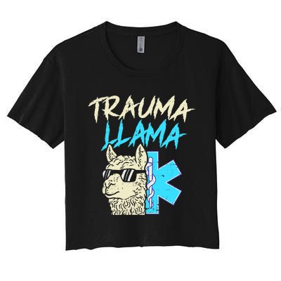 Trauma Llama K Funny Alpaca Llama Snake Women's Crop Top Tee