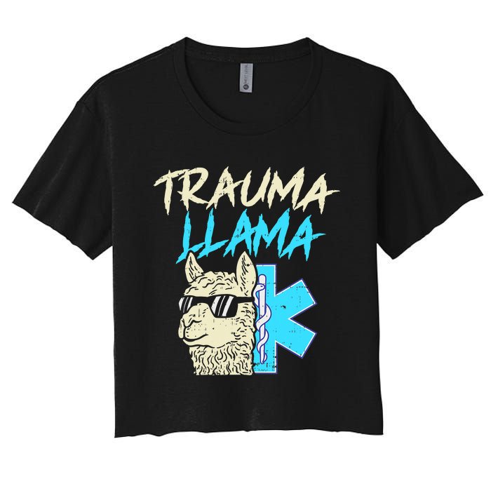 Trauma Llama K Funny Alpaca Llama Snake Women's Crop Top Tee