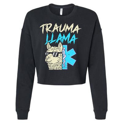 Trauma Llama K Funny Alpaca Llama Snake Cropped Pullover Crew