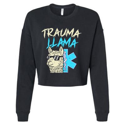 Trauma Llama K Funny Alpaca Llama Snake Cropped Pullover Crew