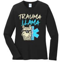 Trauma Llama K Funny Alpaca Llama Snake Ladies Long Sleeve Shirt