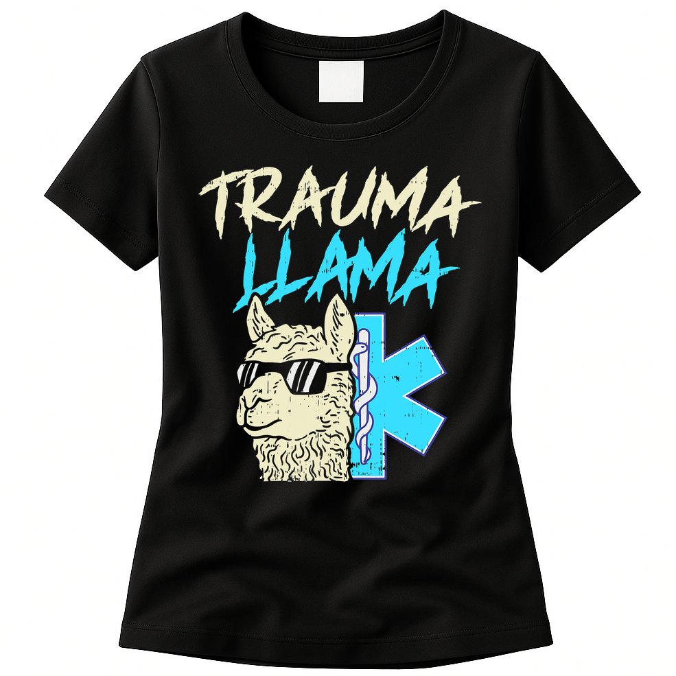 Trauma Llama K Funny Alpaca Llama Snake Womens T-Shirt