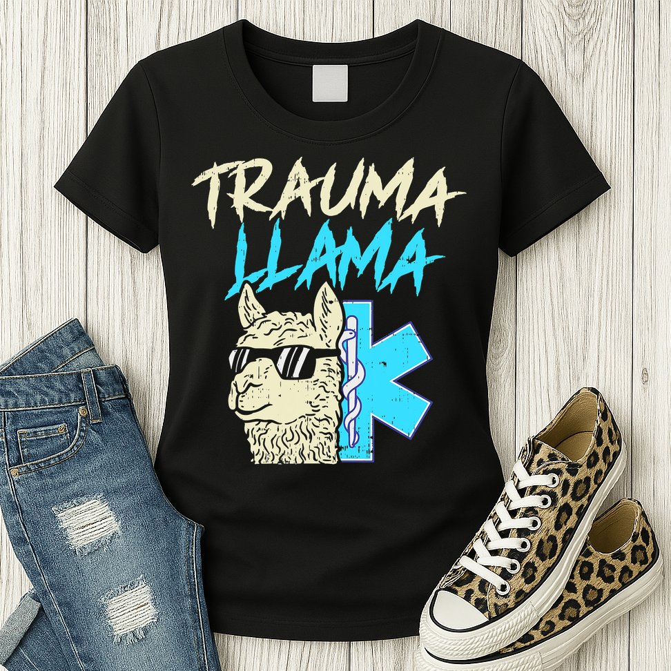 Trauma Llama K Funny Alpaca Llama Snake Womens T-Shirt