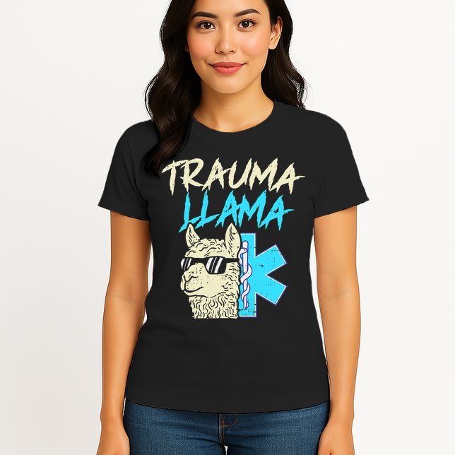 Trauma Llama K Funny Alpaca Llama Snake Womens T-Shirt