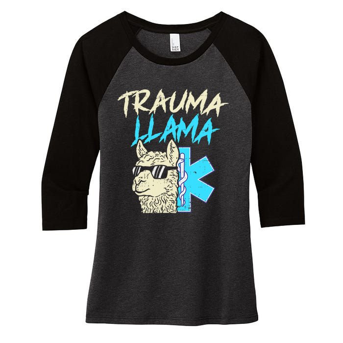 Trauma Llama K Funny Alpaca Llama Snake Women's Tri-Blend 3/4-Sleeve Raglan Shirt