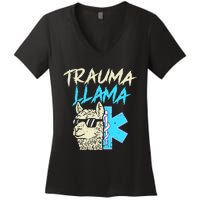 Trauma Llama K Funny Alpaca Llama Snake Women's V-Neck T-Shirt