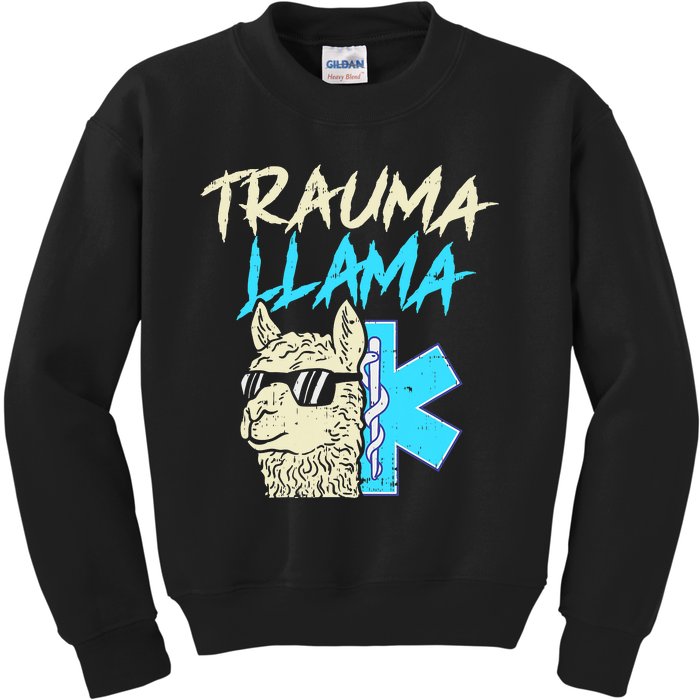 Trauma Llama K Funny Alpaca Llama Snake Kids Sweatshirt