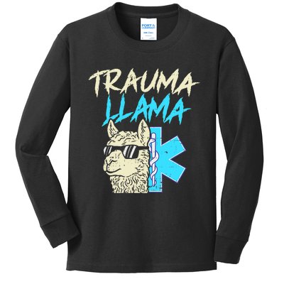 Trauma Llama K Funny Alpaca Llama Snake Kids Long Sleeve Shirt