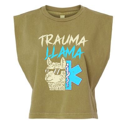 Trauma Llama K Funny Alpaca Llama Snake Garment-Dyed Women's Muscle Tee