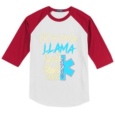 Trauma Llama K Funny Alpaca Llama Snake Kids Colorblock Raglan Jersey