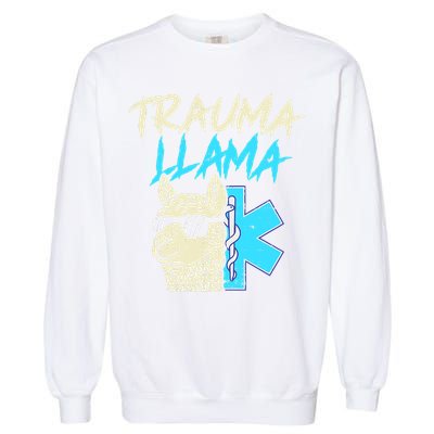 Trauma Llama K Funny Alpaca Llama Snake Garment-Dyed Sweatshirt