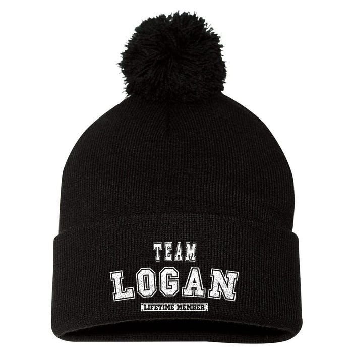 Team Logan Lifetime Member Family Last Name Pom Pom 12in Knit Beanie