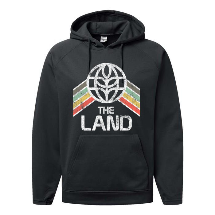 The Land Logo Distressed In Vintage Retro Style Performance Fleece Hoodie