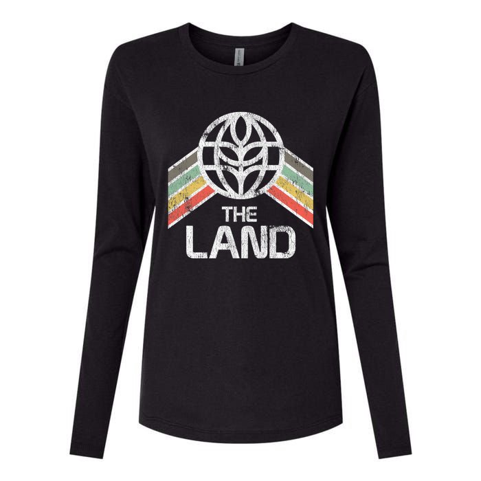 The Land Logo Distressed In Vintage Retro Style Womens Cotton Relaxed Long Sleeve T-Shirt